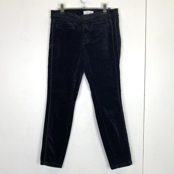 LOFT Pants Womens Size 2 Black Modern Skinny Tuxedo Stripe Velvet 26" Inseam - Picture 1 of 8